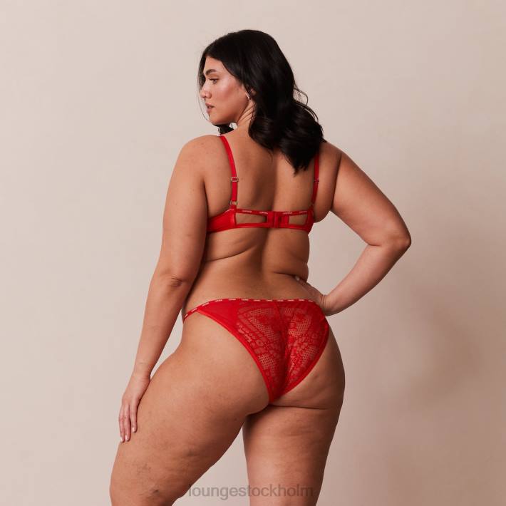 Lounge kvinnor röd underkläder FP6J47 charmad balkong-bh & stringtrosa/trosa set