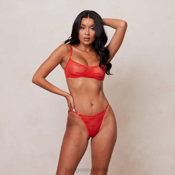 Lounge kvinnor röd underkläder FP6J48 djärv mesh bh & stringtrosa/kalsonger set