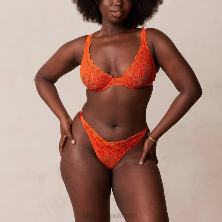 Lounge kvinnor röd underkläder FP6J49 lyxig balkong-bh och stringtrosa/trosa