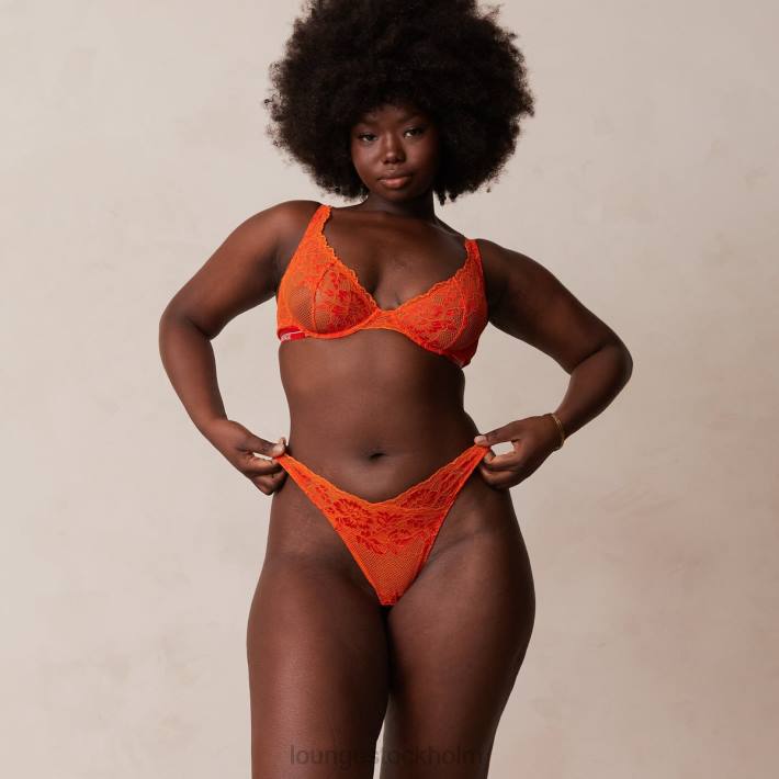 Lounge kvinnor röd underkläder FP6J49 lyxig balkong-bh och stringtrosa/trosa