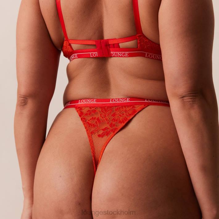 Lounge kvinnor röd underkläder FP6J49 lyxig balkong-bh och stringtrosa/trosa