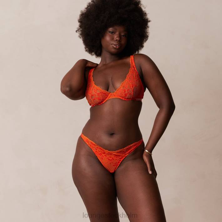 Lounge kvinnor röd underkläder FP6J49 lyxig balkong-bh och stringtrosa/trosa