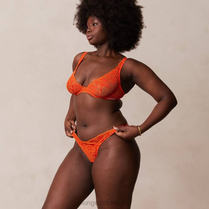 Lounge kvinnor röd underkläder FP6J49 lyxig balkong-bh och stringtrosa/trosa