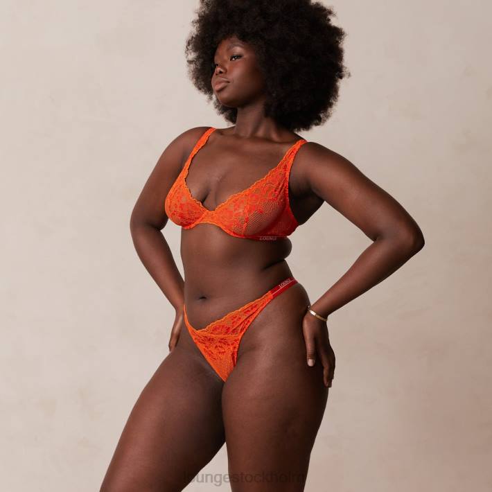 Lounge kvinnor röd underkläder FP6J49 lyxig balkong-bh och stringtrosa/trosa