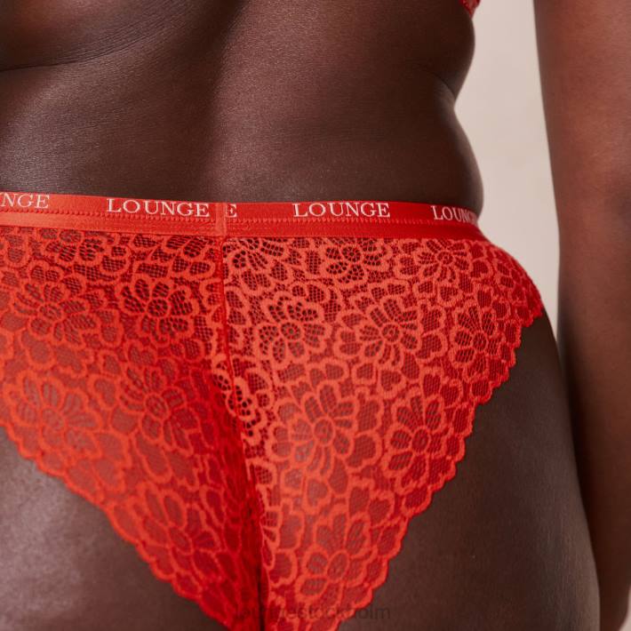 Lounge kvinnor röd underkläder FP6J54 balkong-bh och stringtrosa/trosa i siden