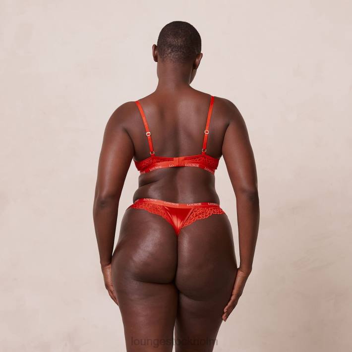 Lounge kvinnor röd underkläder FP6J54 balkong-bh och stringtrosa/trosa i siden