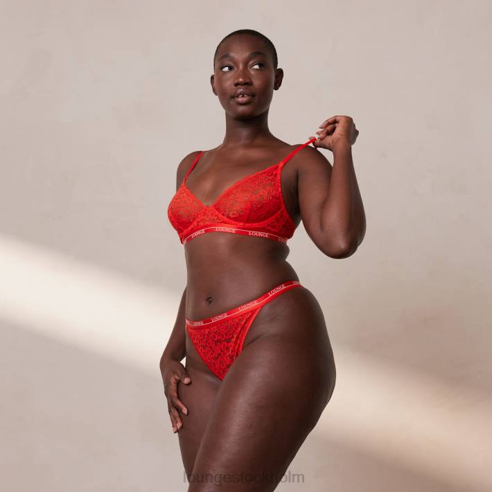 Lounge kvinnor röd underkläder FP6J8 balkong bh & string set