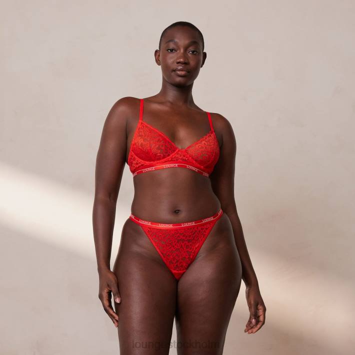 Lounge kvinnor röd underkläder FP6J8 balkong bh & string set