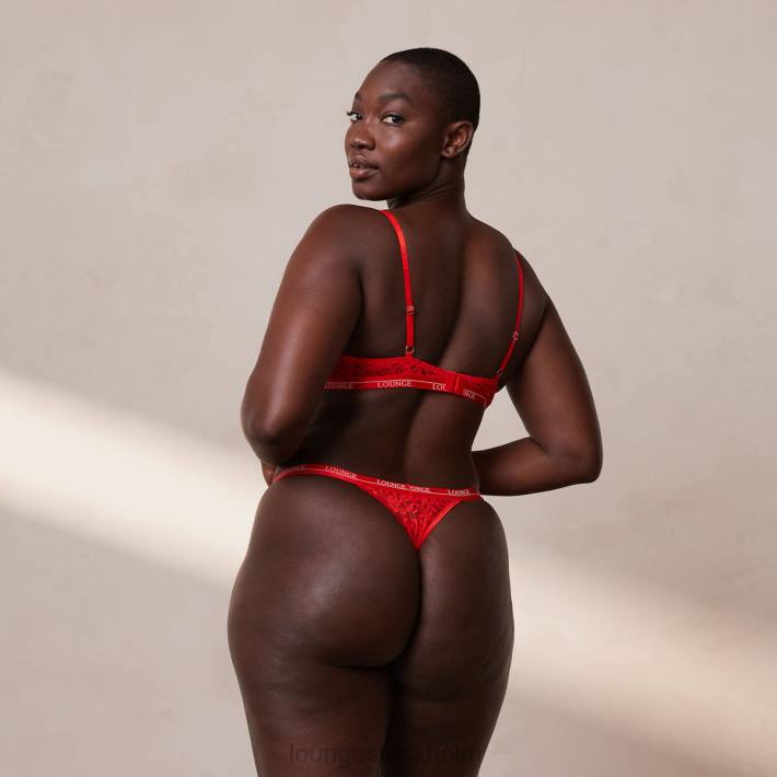 Lounge kvinnor röd underkläder FP6J8 balkong bh & string set
