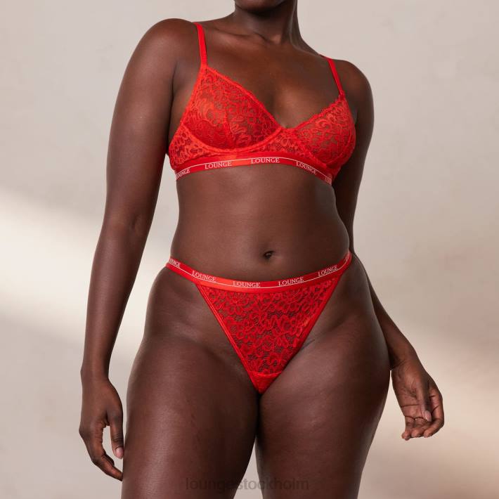 Lounge kvinnor röd underkläder FP6J8 balkong bh & string set