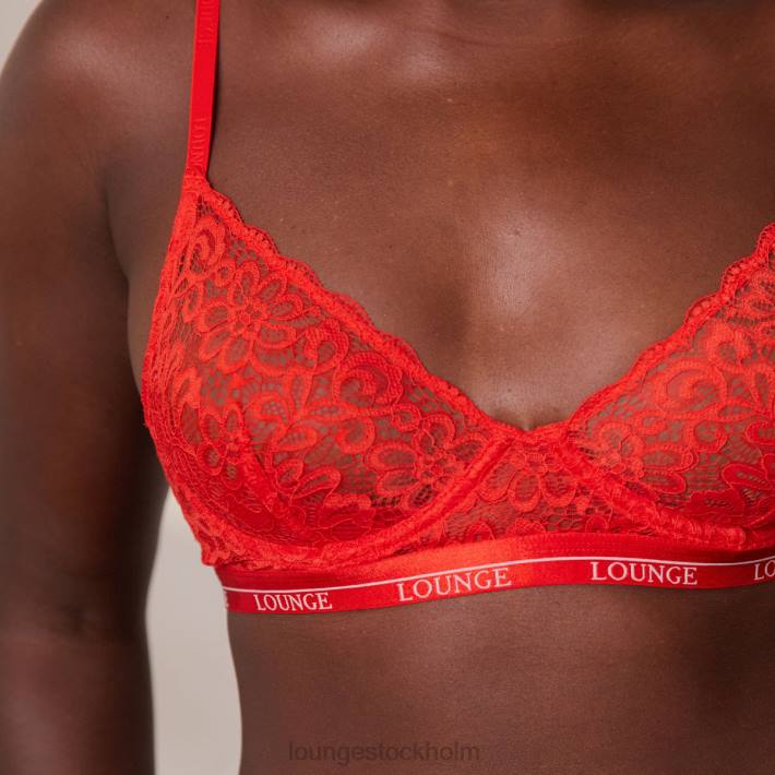 Lounge kvinnor röd underkläder FP6J8 balkong bh & string set