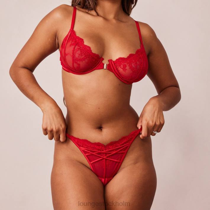 Lounge kvinnor rödbrun underkläder FP6J116 seduce front fastsättning balkong bh & string / trosor set
