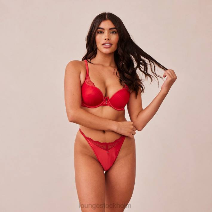 Lounge kvinnor rödbrun underkläder FP6J151 quiltad spets balkong bh & g-string/trosa set