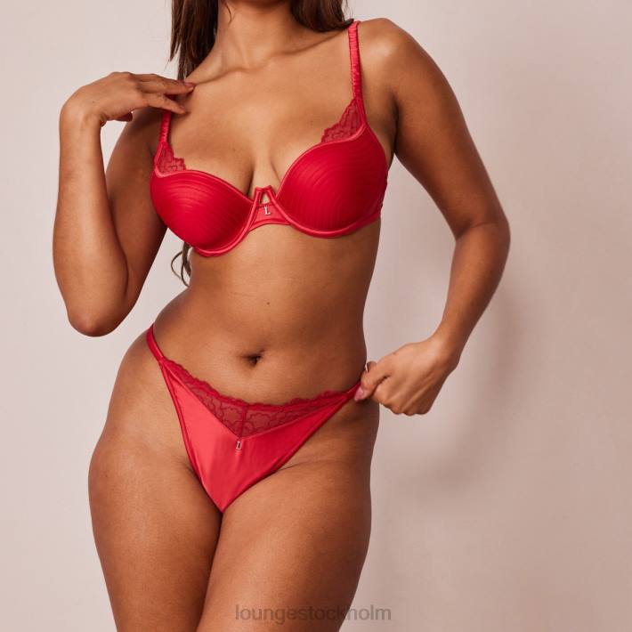 Lounge kvinnor rödbrun underkläder FP6J151 quiltad spets balkong bh & g-string/trosa set