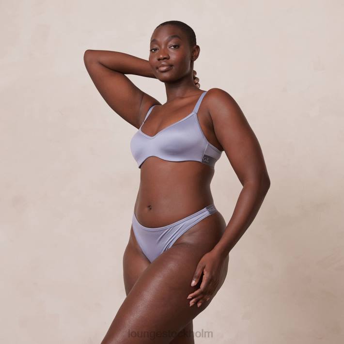 Lounge kvinnor rökt blå underkläder FP6J38 snygg mindful bh & stringtrosa/trosa