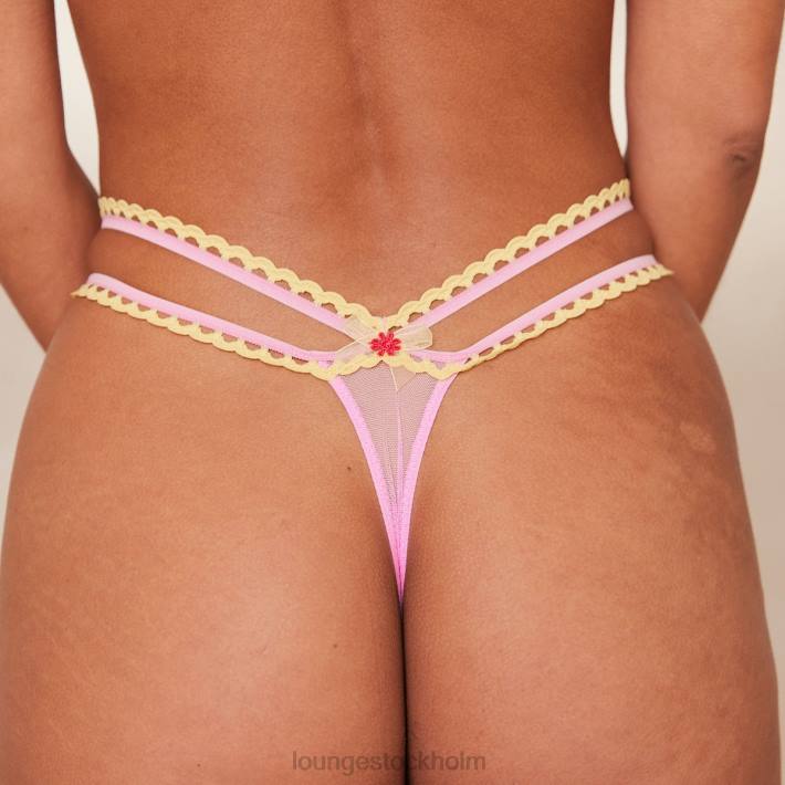 Lounge kvinnor rosa underkläder FP6J123 prästkrage broderad balkong BH & stringtrosa/kalsonger set