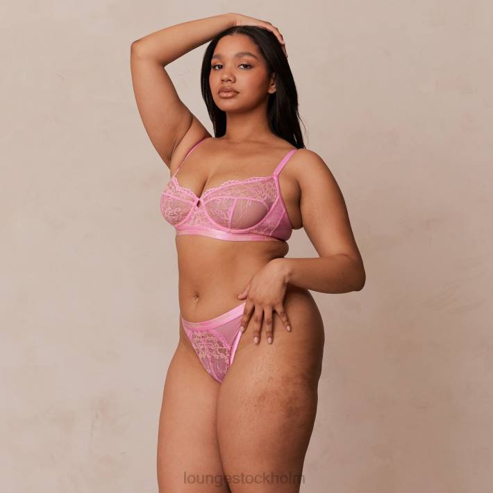 Lounge kvinnor rosa underkläder FP6J33 tvåfärgad blossom balkong bh & string set