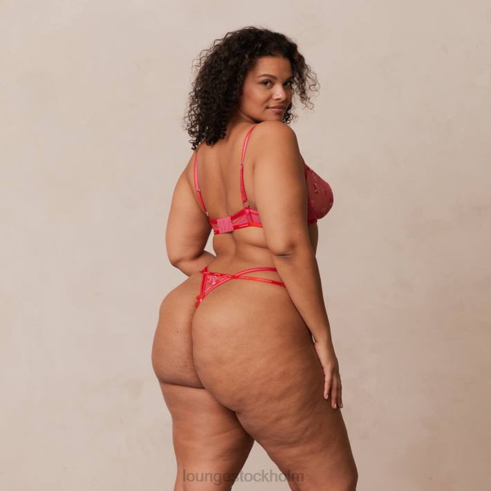 Lounge kvinnor skrikrosa underkläder FP6J83 rouge broderad balkong bh & g-string/trosa set