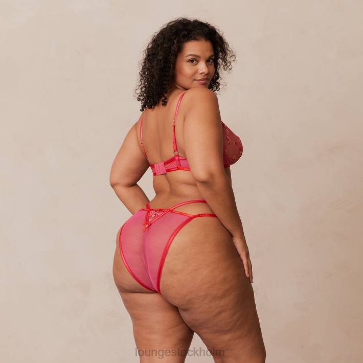 Lounge kvinnor skrikrosa underkläder FP6J83 rouge broderad balkong bh & g-string/trosa set