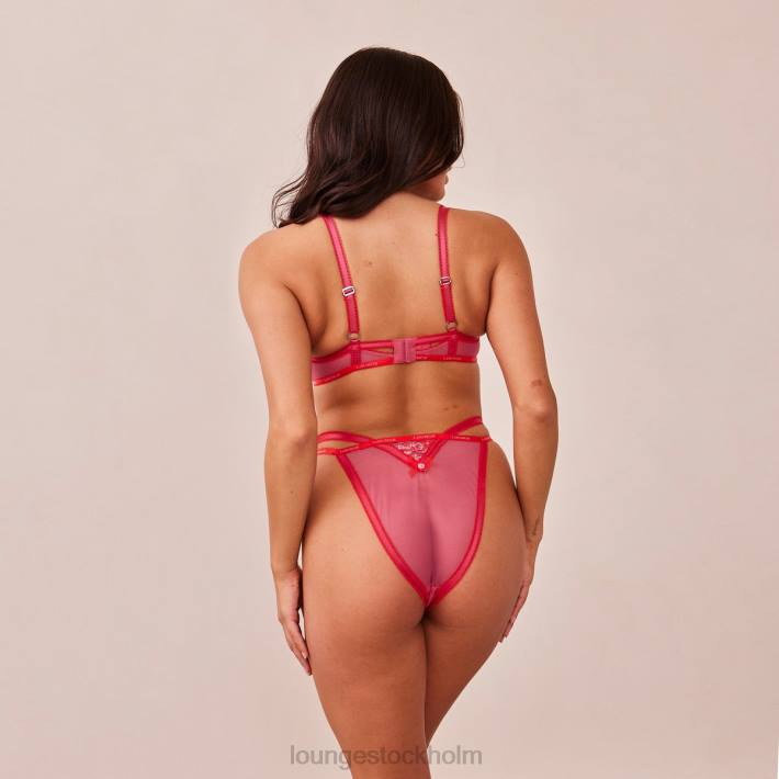 Lounge kvinnor skrikrosa underkläder FP6J83 rouge broderad balkong bh & g-string/trosa set