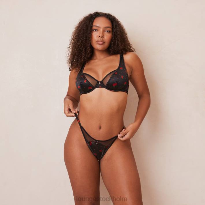 Lounge kvinnor svart underkläder FP6J102 rosa balkong bh & string set