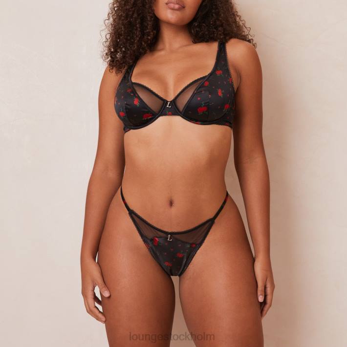 Lounge kvinnor svart underkläder FP6J102 rosa balkong bh & string set