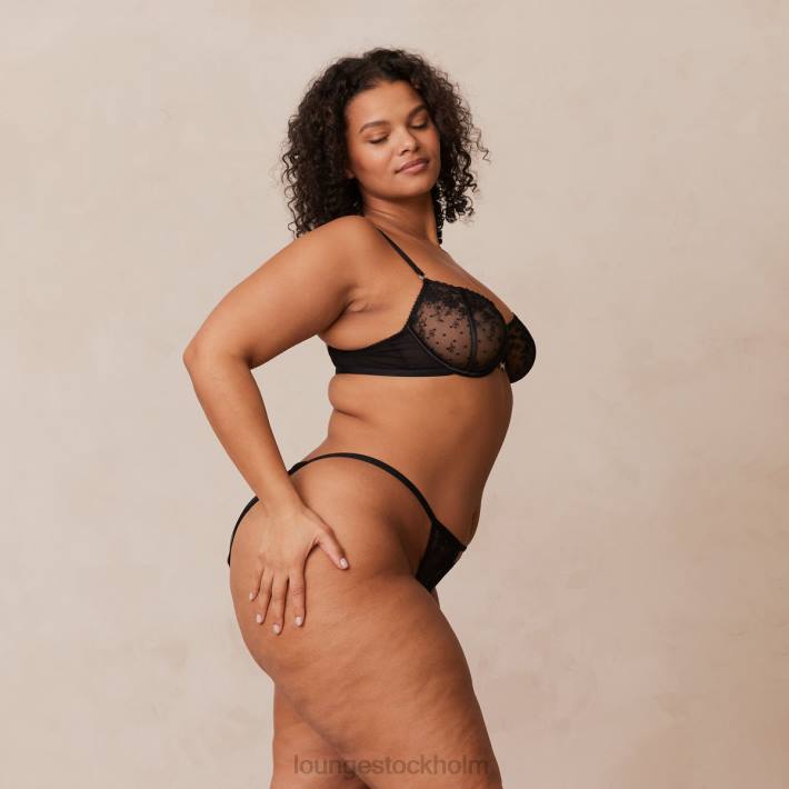 Lounge kvinnor svart underkläder FP6J108 flirt balkong bh & g-string/trosa set