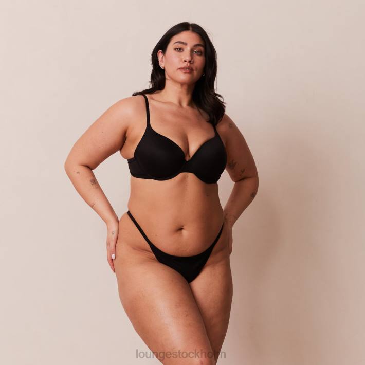 Lounge kvinnor svart underkläder FP6J115 sculpt push-up t-shirt bh & g-string/kalsonger set