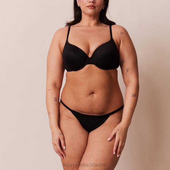 Lounge kvinnor svart underkläder FP6J115 sculpt push-up t-shirt bh & g-string/kalsonger set