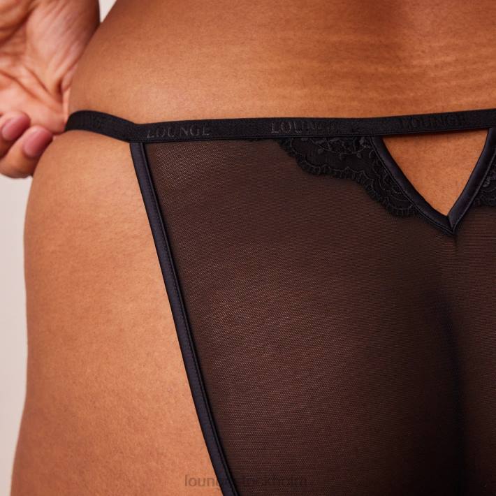 Lounge kvinnor svart underkläder FP6J126 seduce front fastsättning balkong bh & string / trosor set