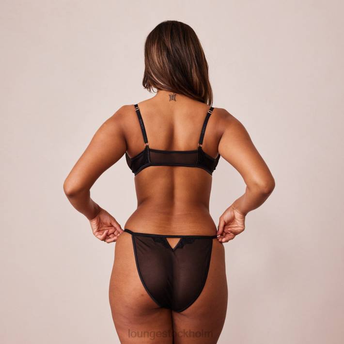 Lounge kvinnor svart underkläder FP6J126 seduce front fastsättning balkong bh & string / trosor set