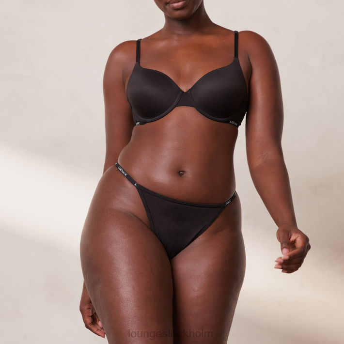 Lounge kvinnor svart underkläder FP6J135 smidig klassisk t-shirt BH & stringtrosa/kalsonger
