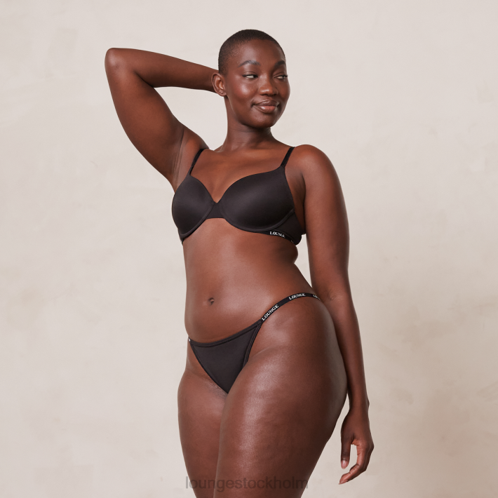 Lounge kvinnor svart underkläder FP6J135 smidig klassisk t-shirt BH & stringtrosa/kalsonger