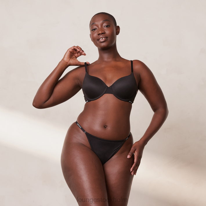 Lounge kvinnor svart underkläder FP6J135 smidig klassisk t-shirt BH & stringtrosa/kalsonger