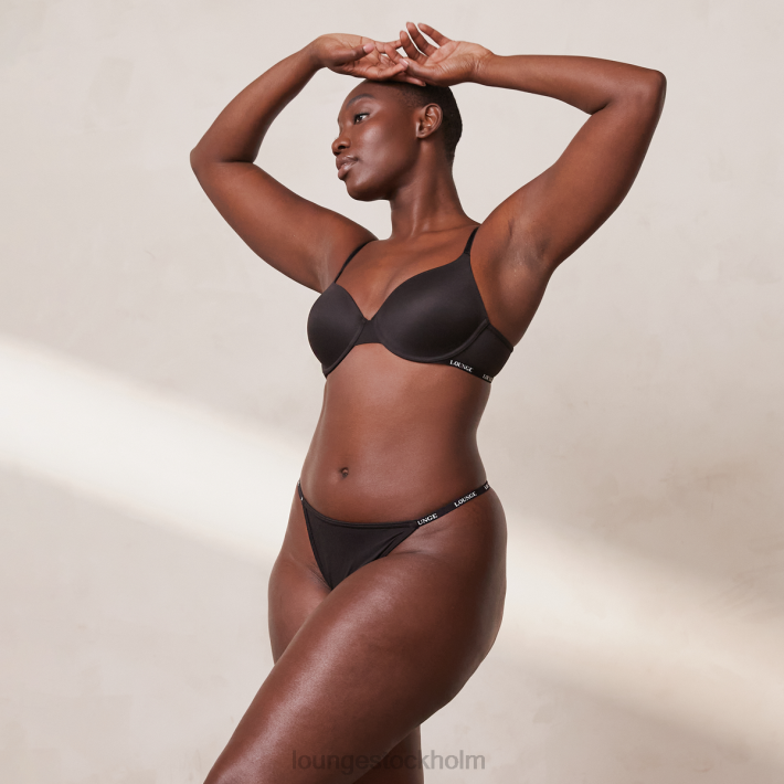 Lounge kvinnor svart underkläder FP6J135 smidig klassisk t-shirt BH & stringtrosa/kalsonger