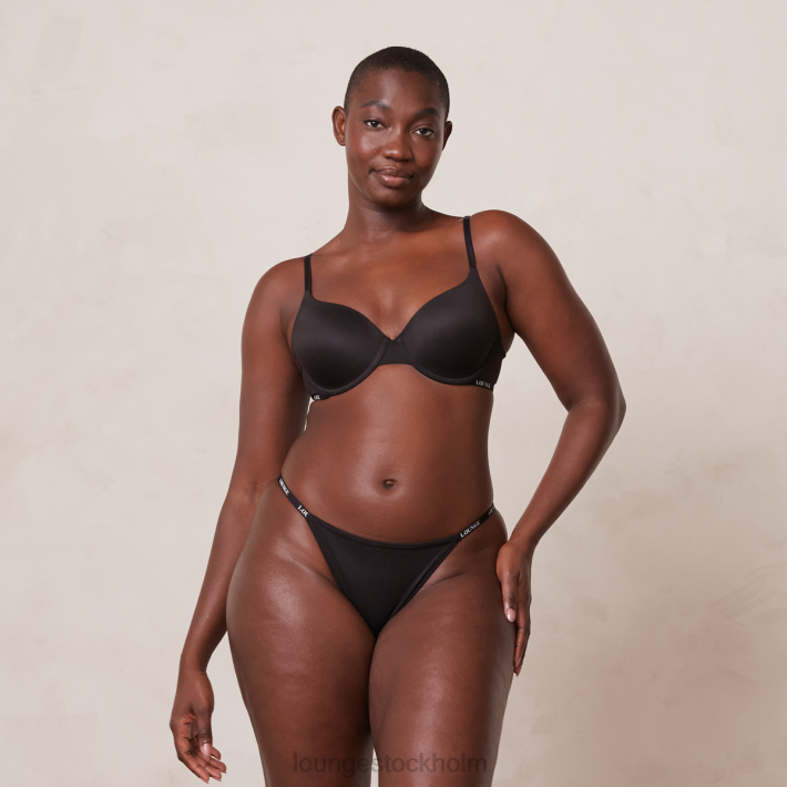 Lounge kvinnor svart underkläder FP6J135 smidig klassisk t-shirt BH & stringtrosa/kalsonger