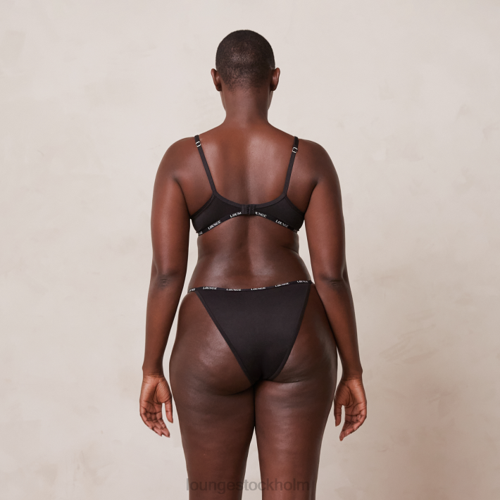 Lounge kvinnor svart underkläder FP6J135 smidig klassisk t-shirt BH & stringtrosa/kalsonger