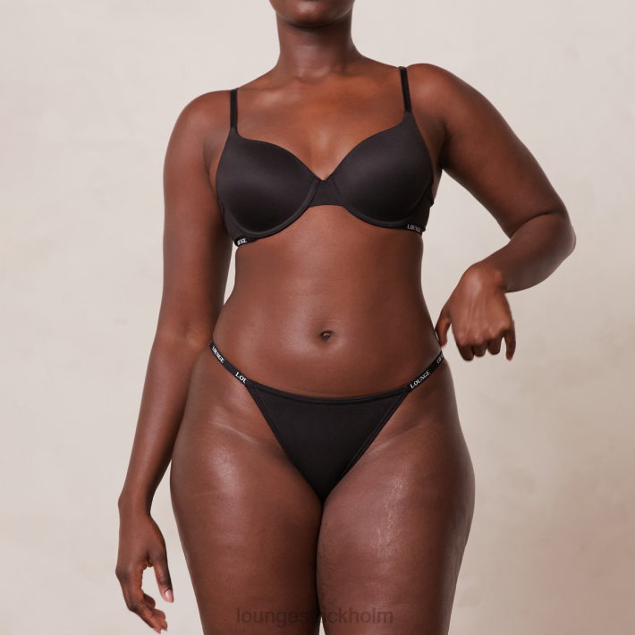 Lounge kvinnor svart underkläder FP6J135 smidig klassisk t-shirt BH & stringtrosa/kalsonger