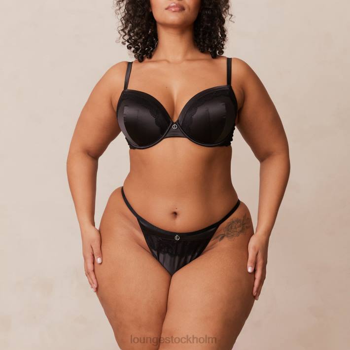 Lounge kvinnor svart underkläder FP6J145 BH & stringtrosa/kalsonger i mjuk satin t-shirt