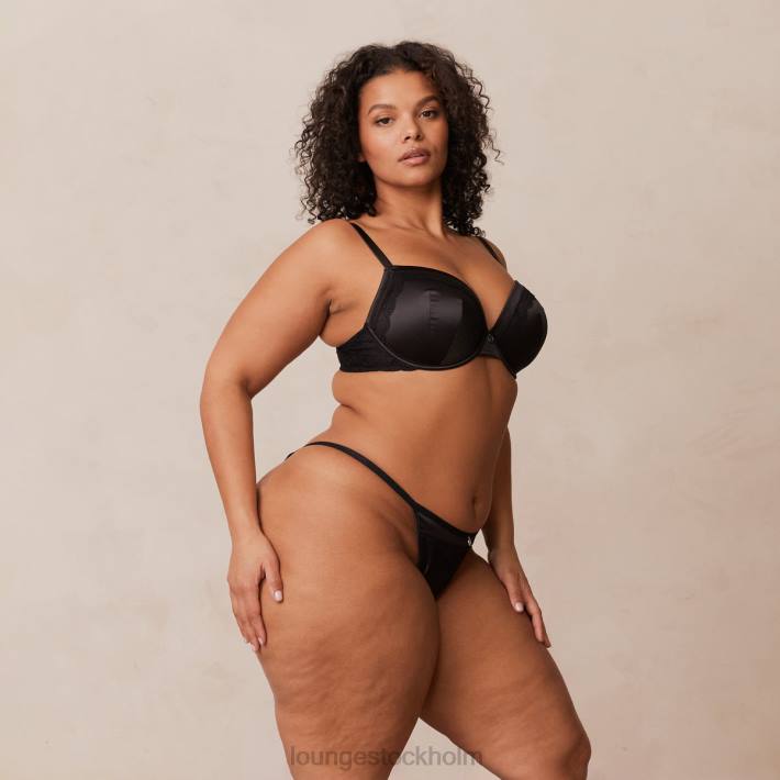Lounge kvinnor svart underkläder FP6J145 BH & stringtrosa/kalsonger i mjuk satin t-shirt