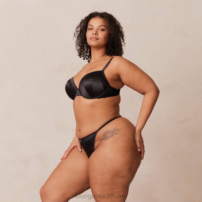 Lounge kvinnor svart underkläder FP6J145 BH & stringtrosa/kalsonger i mjuk satin t-shirt