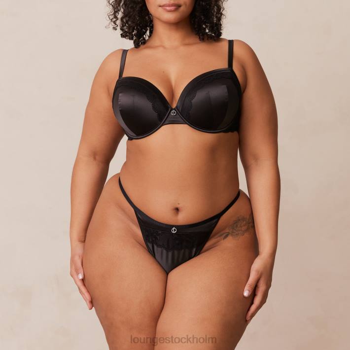 Lounge kvinnor svart underkläder FP6J145 BH & stringtrosa/kalsonger i mjuk satin t-shirt