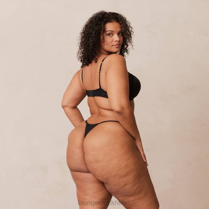 Lounge kvinnor svart underkläder FP6J145 BH & stringtrosa/kalsonger i mjuk satin t-shirt