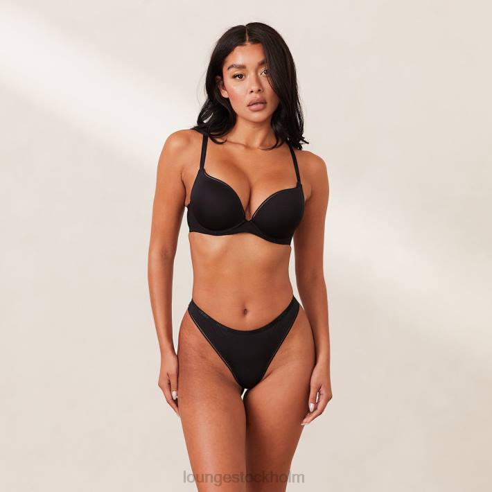 Lounge kvinnor svart underkläder FP6J154 komfort push-up t-shirt bh & string set