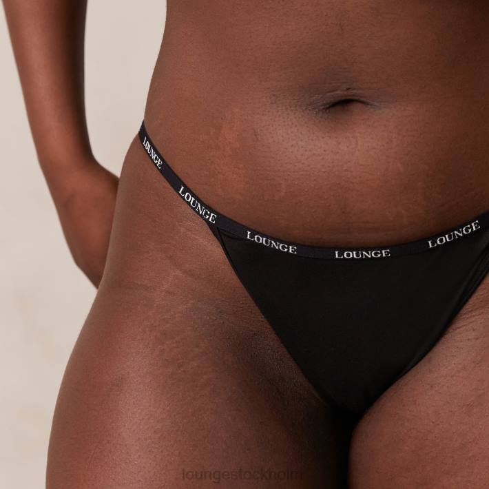 Lounge kvinnor svart underkläder FP6J155 släta t-shirt-bh och stringtrosor/kalsonger som knäpps framtill