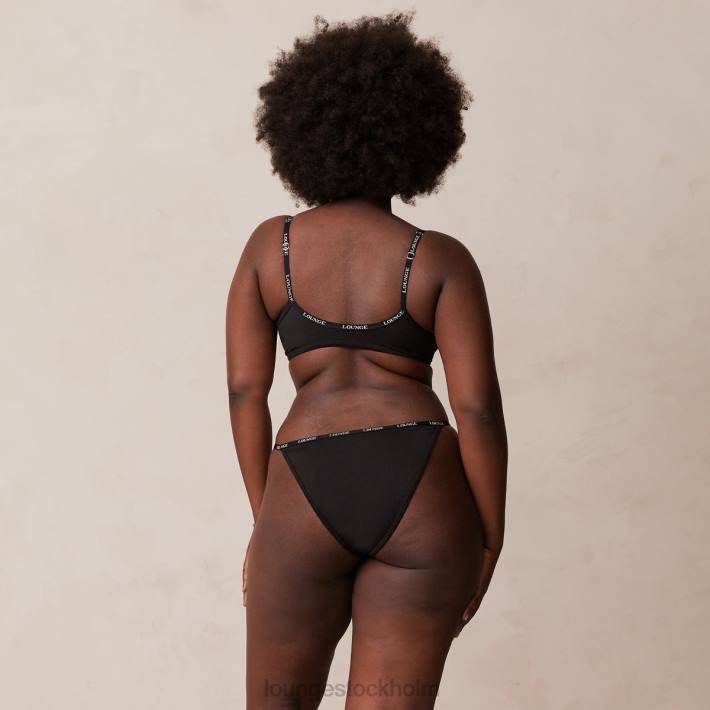 Lounge kvinnor svart underkläder FP6J155 släta t-shirt-bh och stringtrosor/kalsonger som knäpps framtill