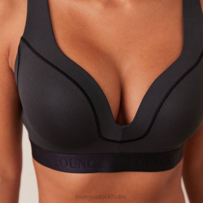 Lounge kvinnor svart underkläder FP6J165 ribbad mindful bh & stringtrosa/trosa