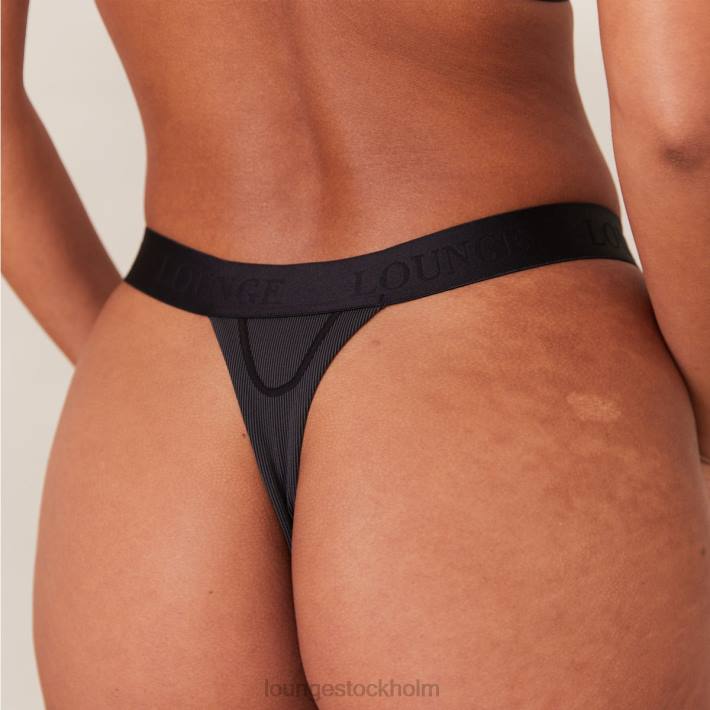 Lounge kvinnor svart underkläder FP6J165 ribbad mindful bh & stringtrosa/trosa