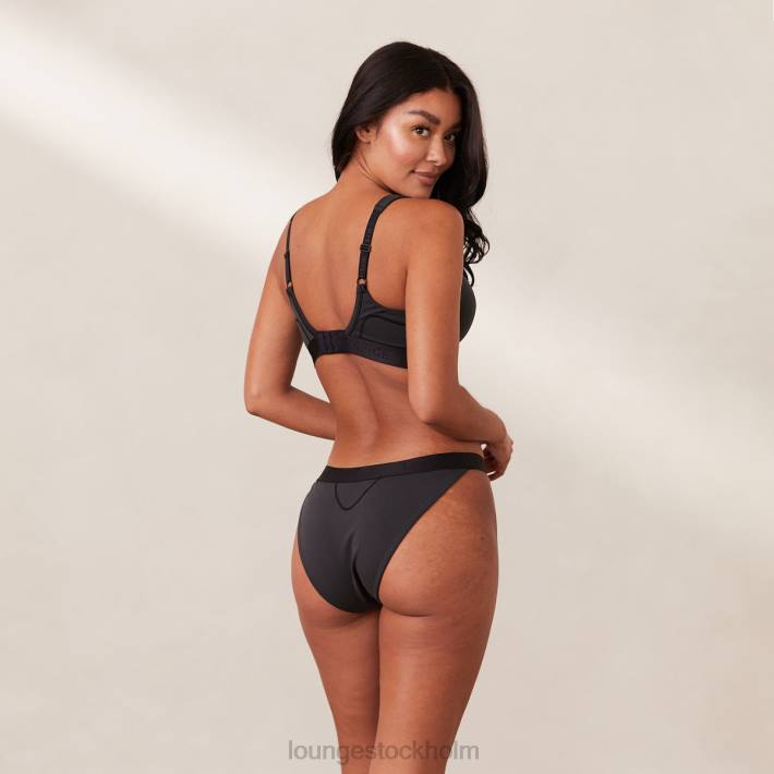 Lounge kvinnor svart underkläder FP6J165 ribbad mindful bh & stringtrosa/trosa