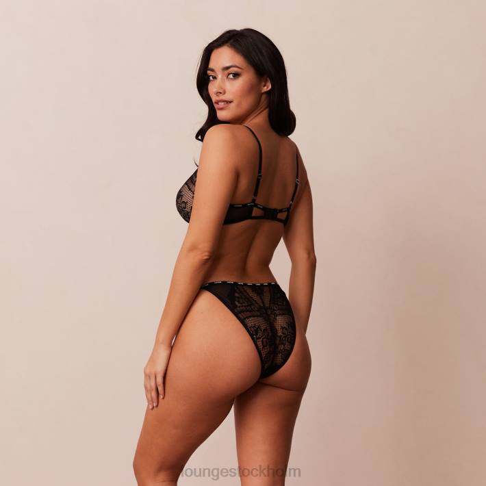 Lounge kvinnor svart underkläder FP6J16 charmad balkong-bh & stringtrosa/trosa set